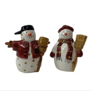 Sakura Debbie Mumm Snowman Salt Pepper Shaker Set Christmas Holidays Vintage